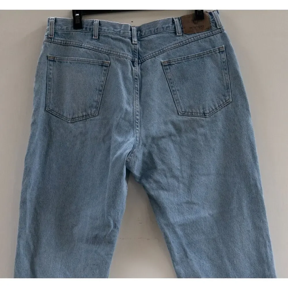 Wrangler Five Star Premium Denim Relaxed Fit Jean Light Stone Wash Size 38x30